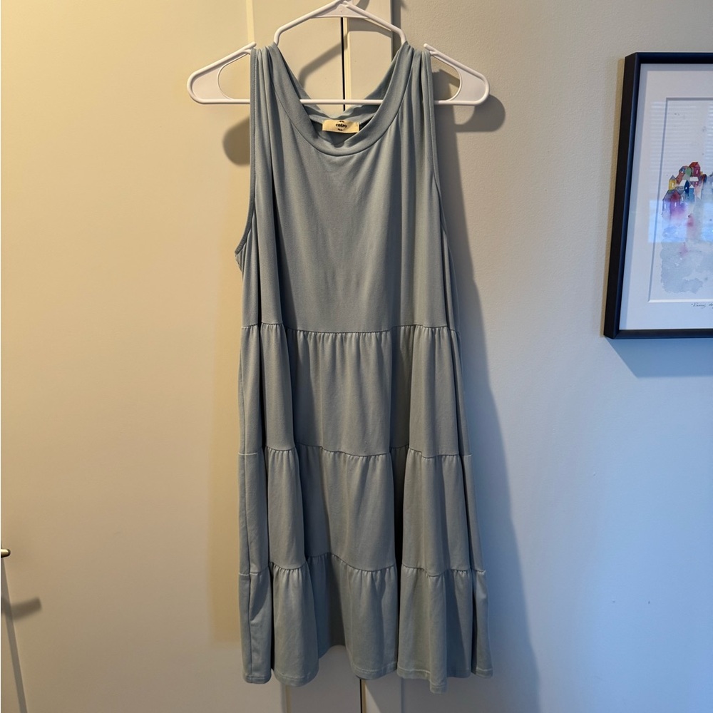 Chic Soul Light Blue Tiered Midi Dress